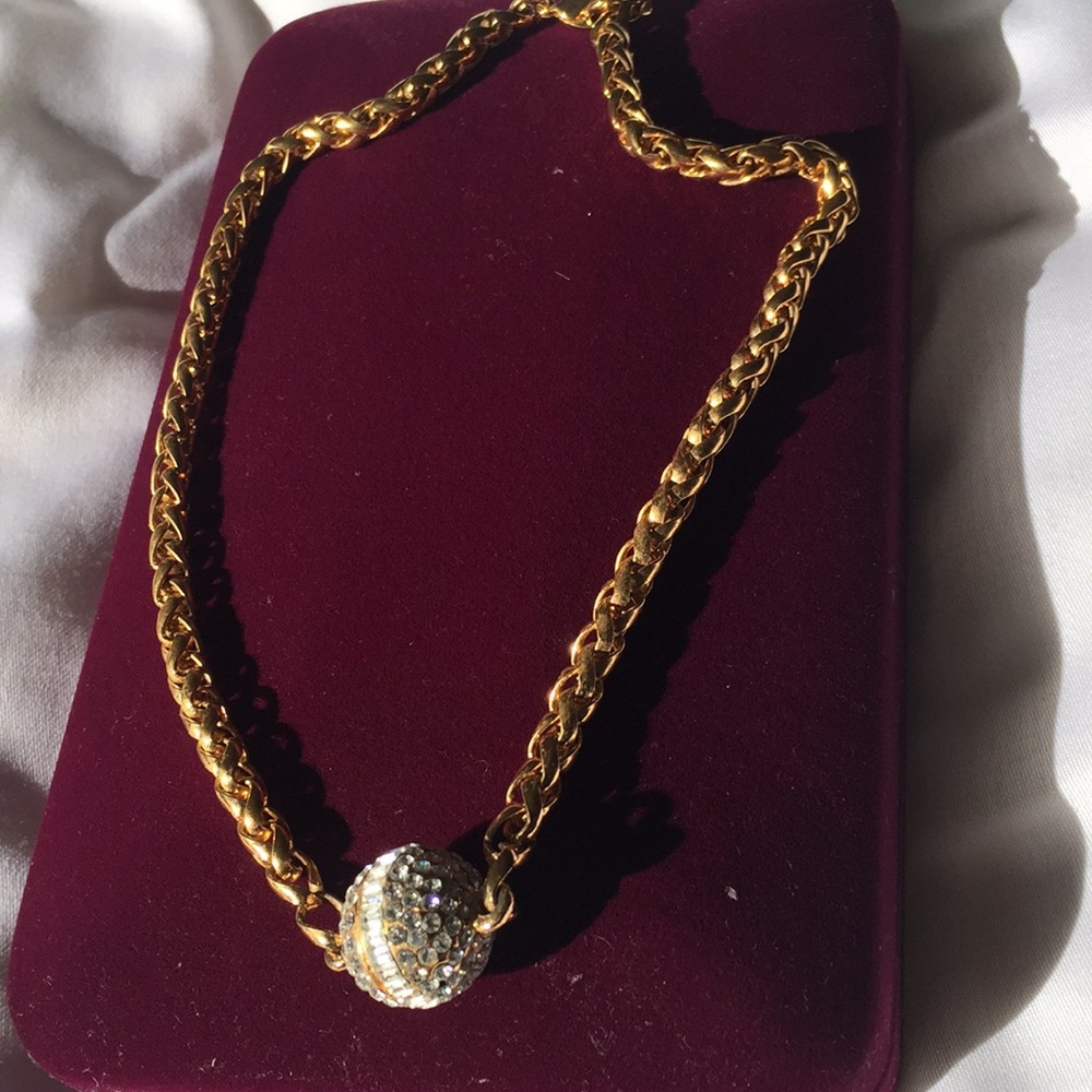 Designer Vintage Crystal Ball Necklace Never Used